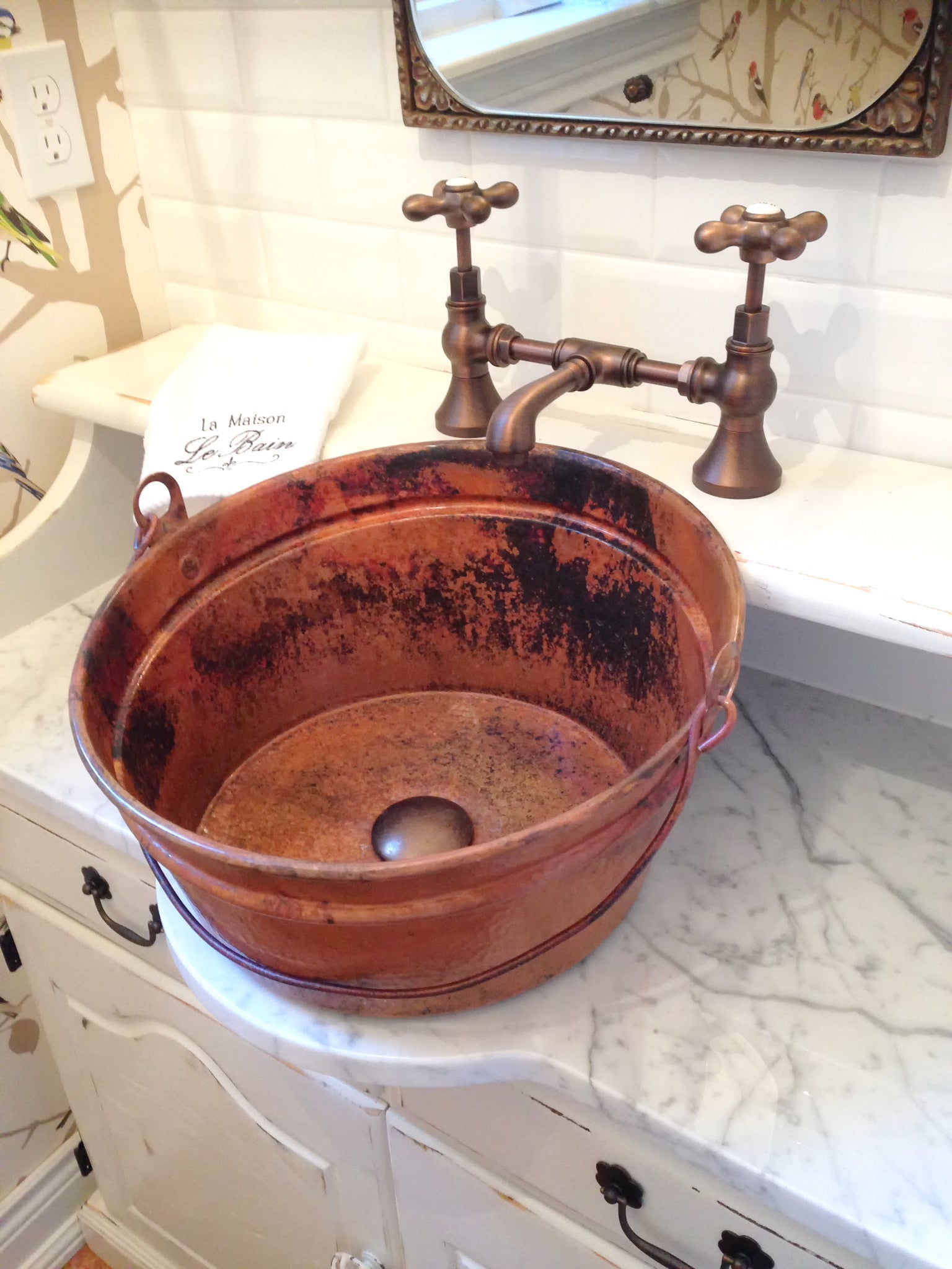 BUCKET TWO | Round Vessel Bathroom Copper Sink - 16 x 8