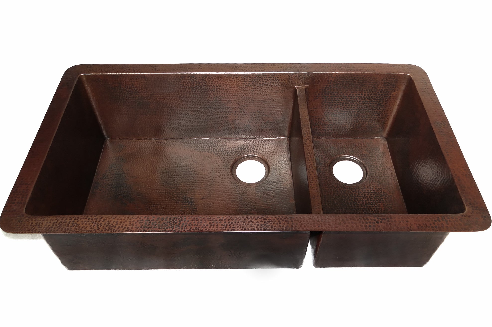 hammered copper double kitchen sink