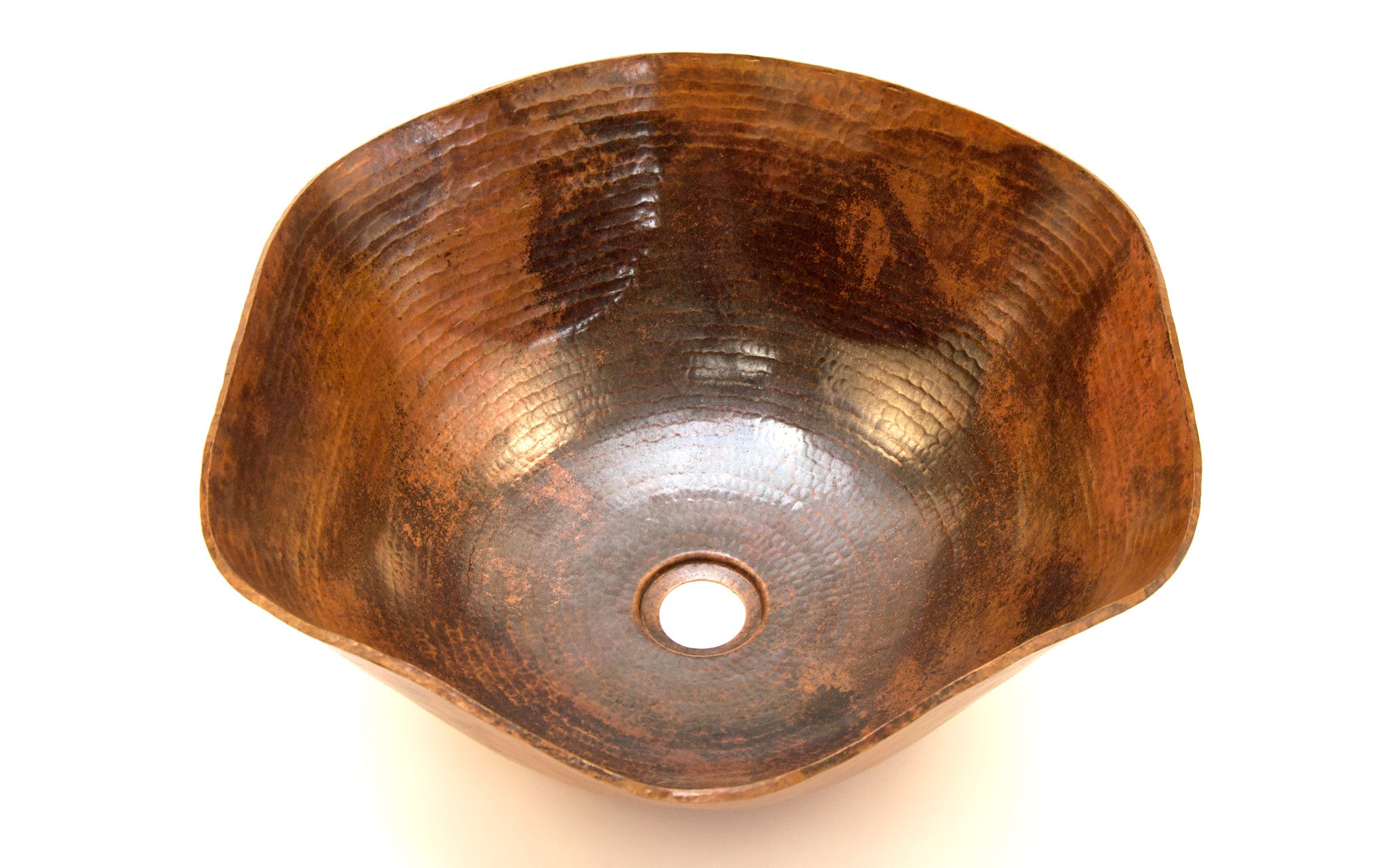 Rippled Vessel Bathroom Copper Sink 16 x 6 5 Thick Gauge 14