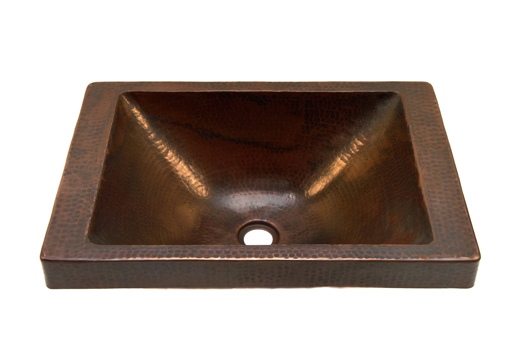 Oval Raised Profile Bathroom Copper Sink with 1 5" Apron and Flat