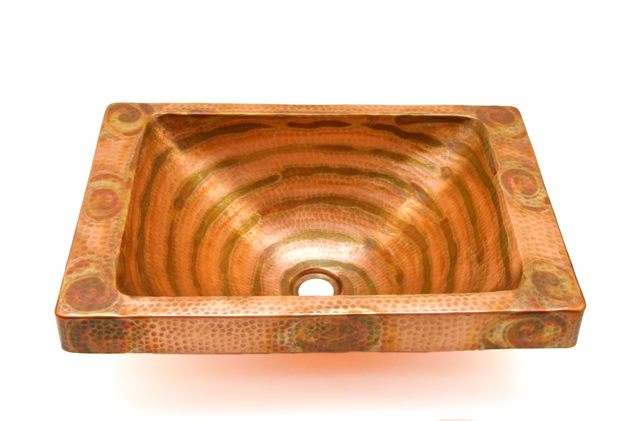 Oval Raised Profile Bathroom Copper Sink with 1 5" Apron and Flat