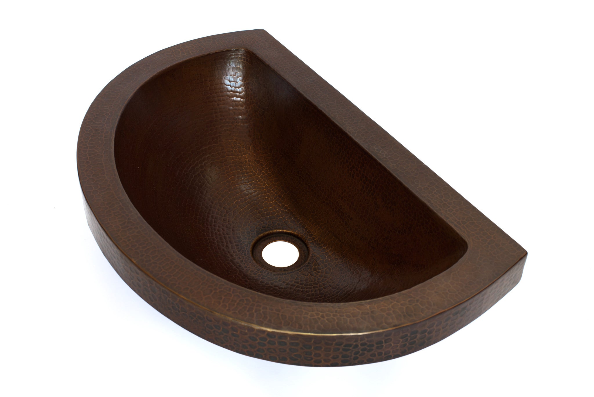 Oval Raised Profile Bathroom Copper Sink with 1 5" Apron and Flat