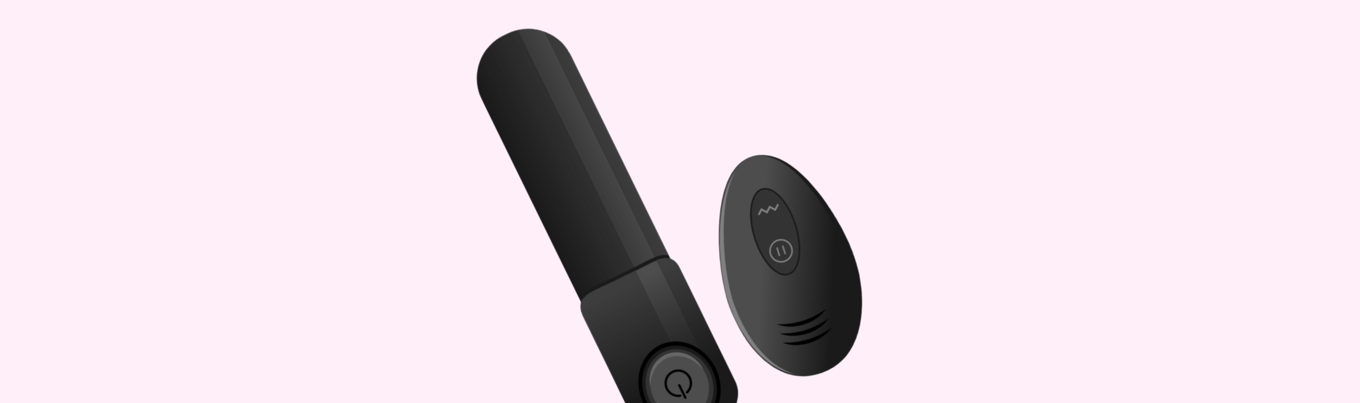 Illustration of black bullet vibrator with wireless remote