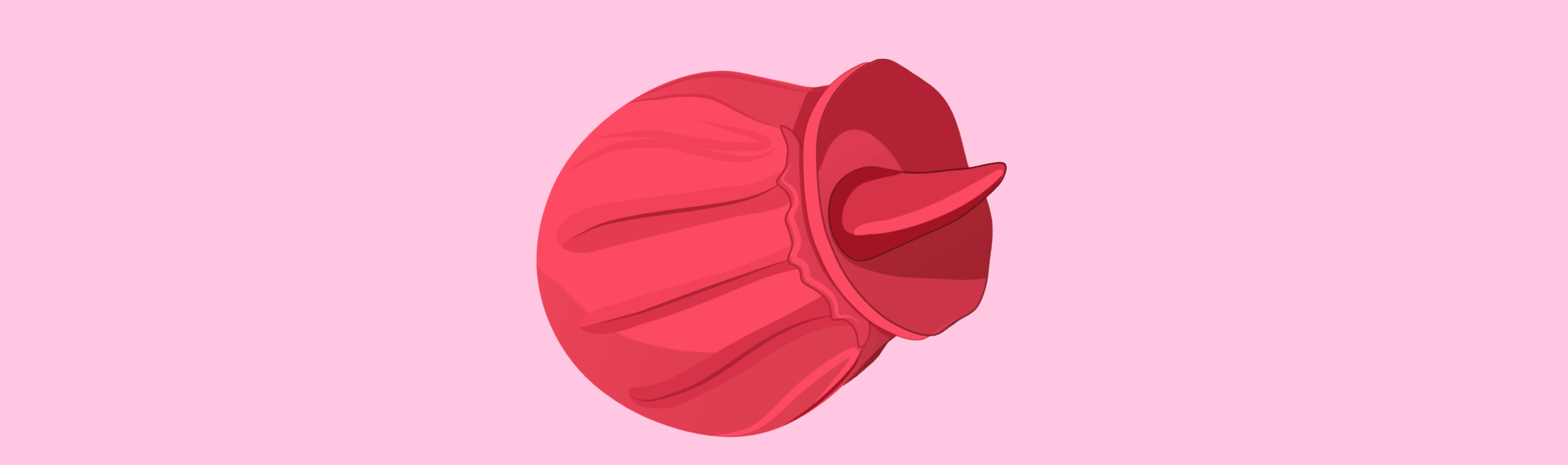 Illustration of red tongue vibrator in the shape of a rose