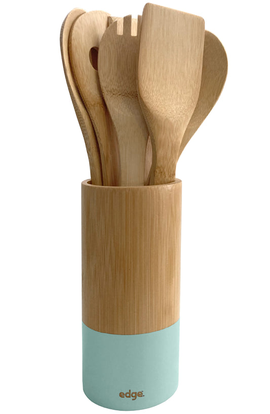 7 Pcs Bamboo Wooden Kitchen Utensil Set with Holder