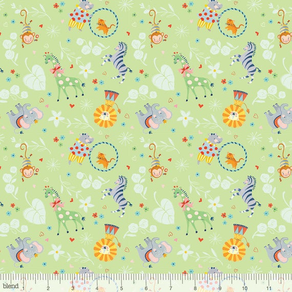 Circus Big Top Mint - Storytime - Blend Cotton Fabric