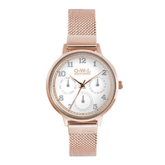 Ladies rose gold mesh multi dial watch