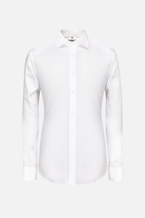 White Slim Fit Cotton Shirt with Buttons – Albione