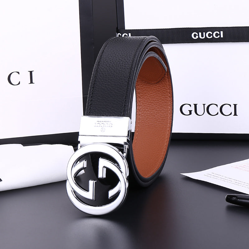 GG Men Woman Fashion Smooth Buckle Leather Belt