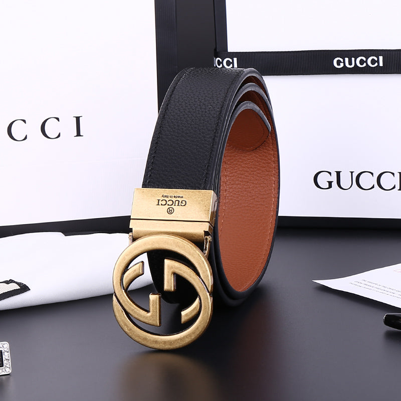 GG Men Woman Fashion Smooth Buckle Leather Belt