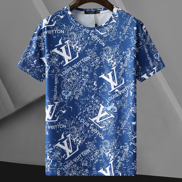 Louis Vuitton LV New Hot Sales Women Men Fashion Print Scoop Neck Short Sleeve T-shirt