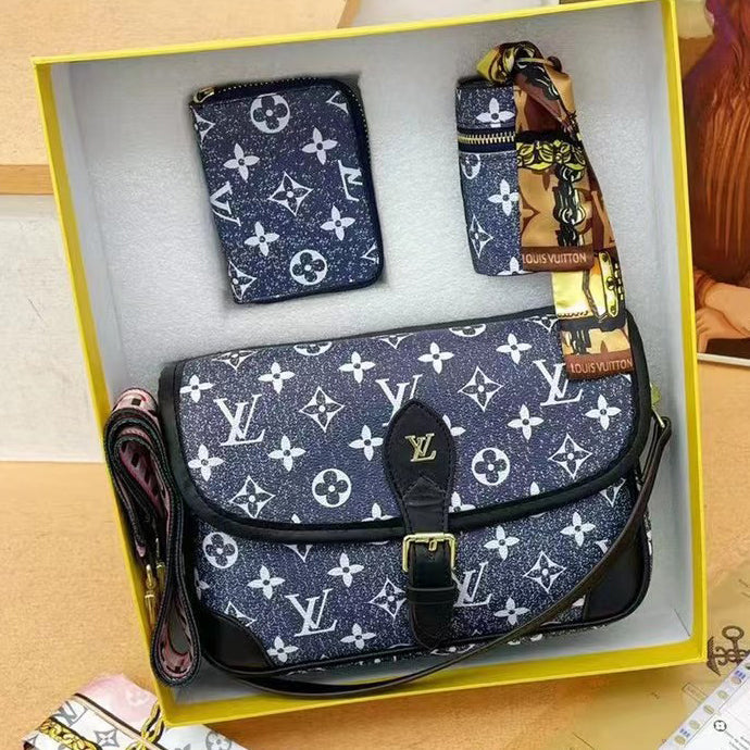 Louis Vuitton LV Women High-Quality Leather Handbag Tote Shoulder Bags Crossbody Wallet Three-Piece 