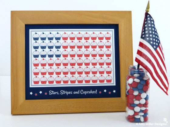 4th of July Cupcake Flag Print by Amy Miller Designs