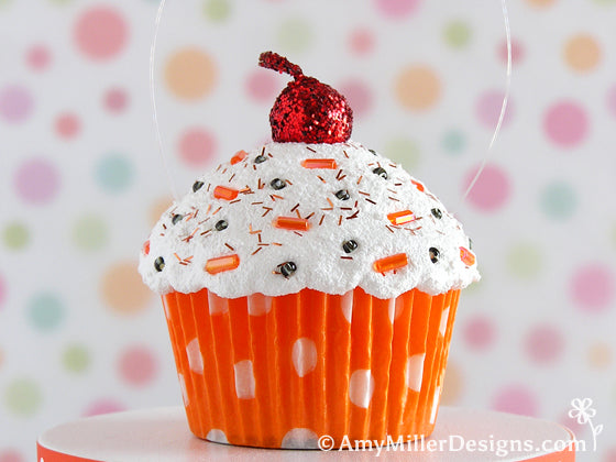 Halloween Orange Cupcake Ornament by Amy Miller Designs