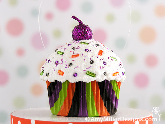 Halloween Stripe Cupcake Ornament by Amy Miller Designs