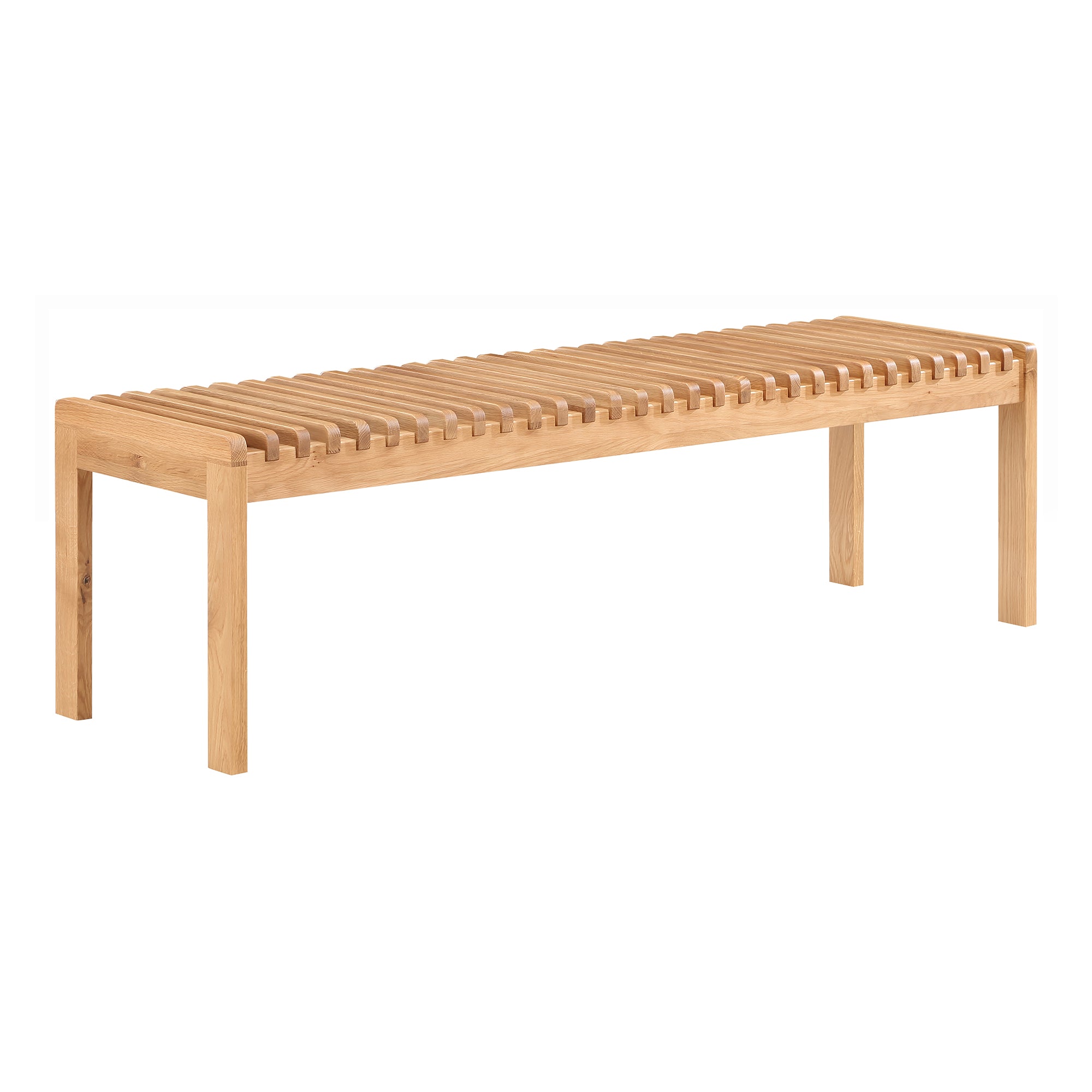 Solid Wood Bench with Modern Slat Detailing