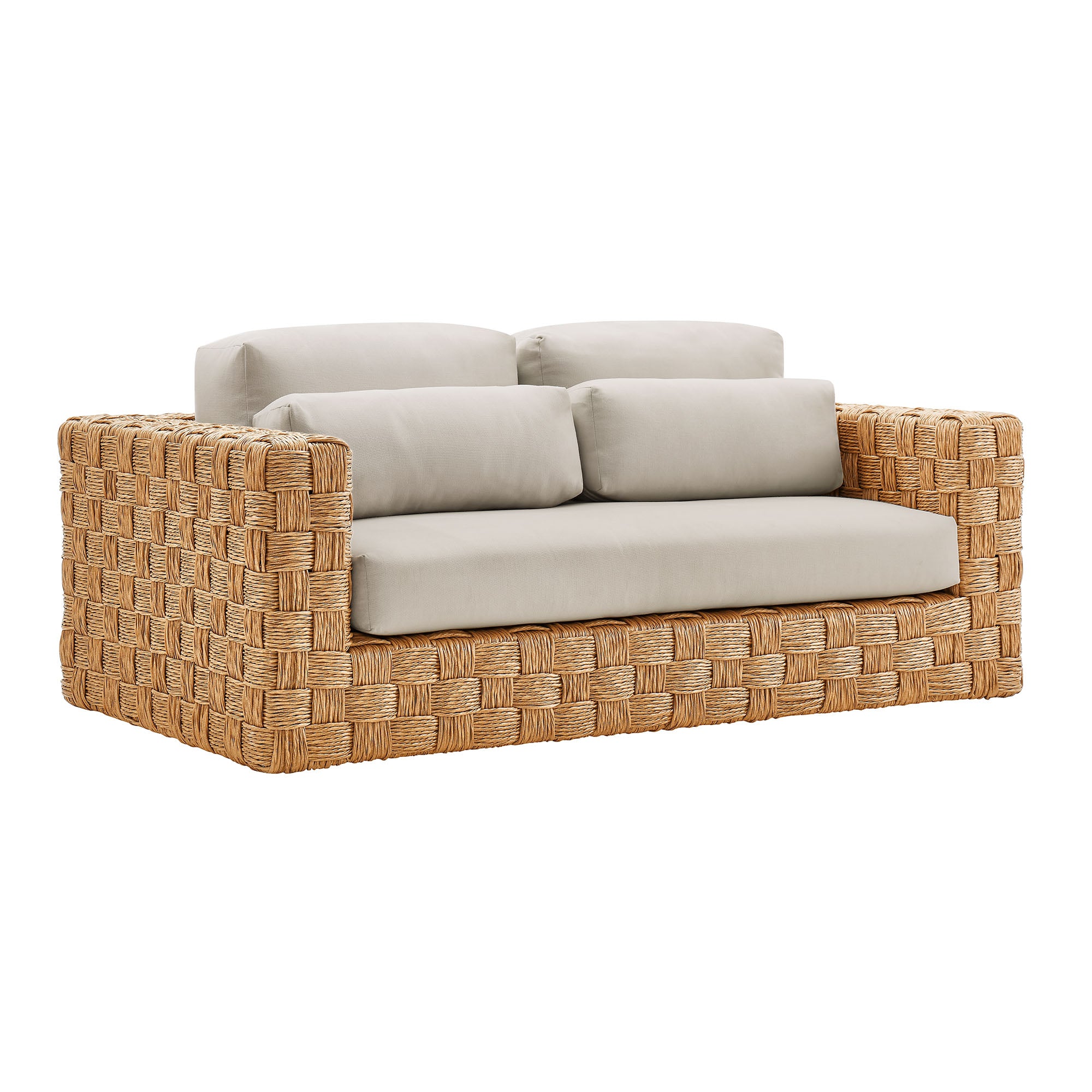 Tuscany-Style Outdoor Patio Loveseat Crafted from Wicker and Rattan