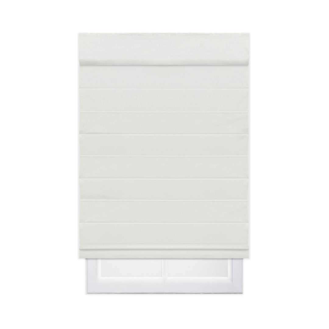 Ivory-Finished Cordless 100% Cotton Roman Shade with Cellular Shade Backing - 29"W x 72"L, Symple Stuff