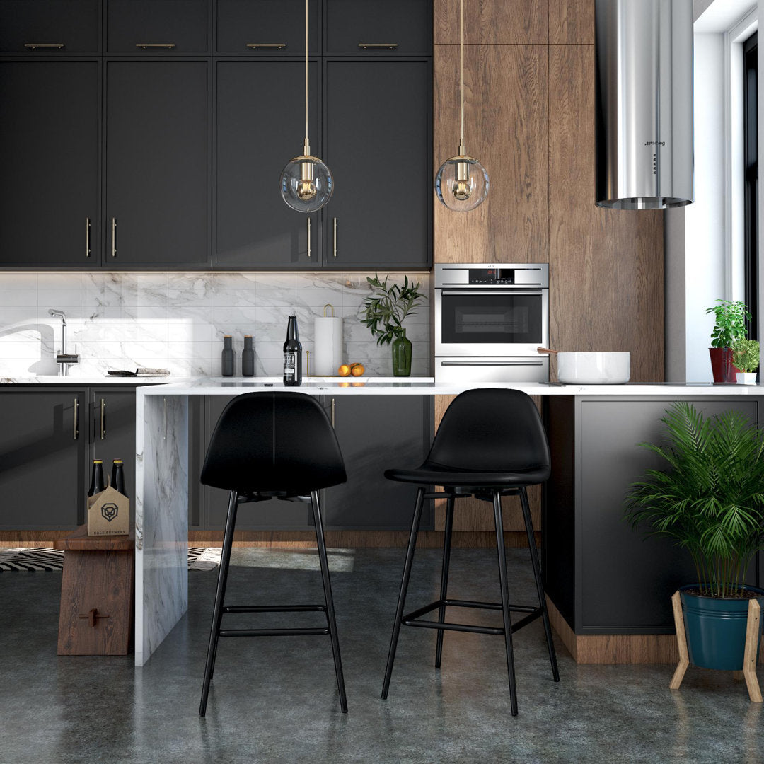 Bowen Vegan Leather Bar and Counter Stool Hashtag Home Seat Color: Black Seat Height: Counter Stool (24.5" Seat Height)