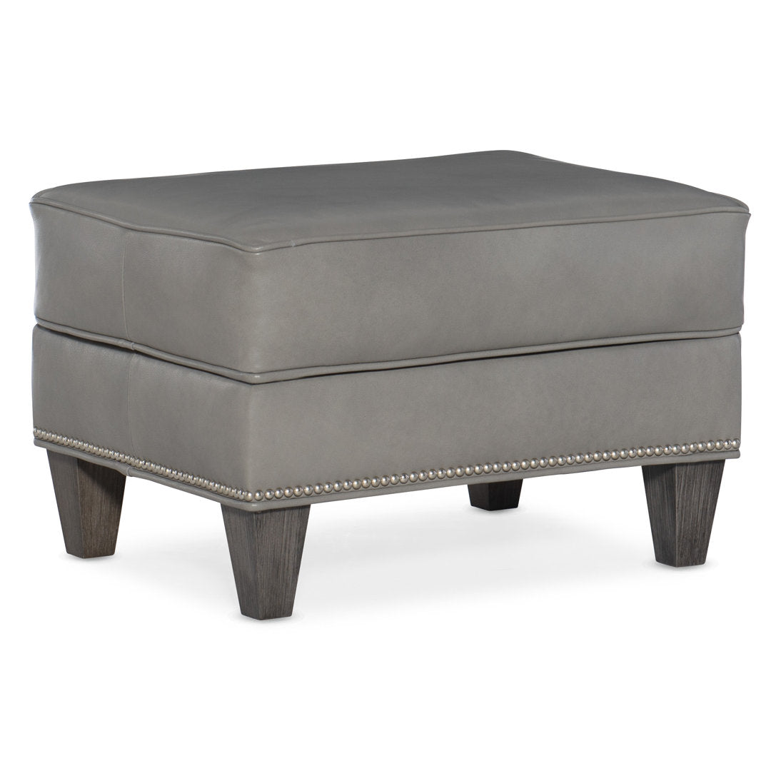 Bradington-Young's 25" Wide Standard Rectangle Ottoman by Davidson - Genuine Leather in Aspen Lenado Brown, No Nailhead Detail