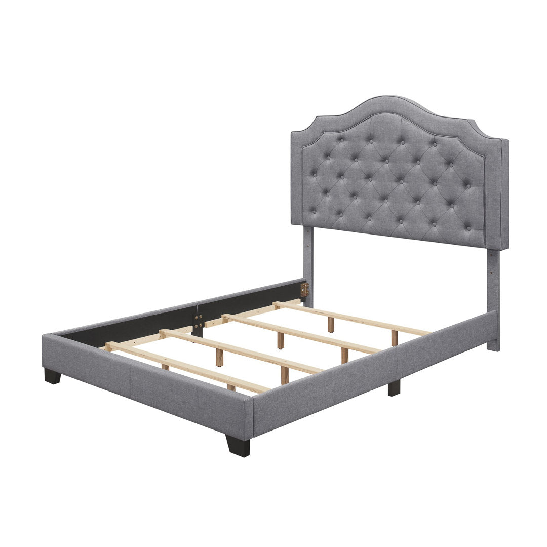 Andover Mills™ Queen-Size Alayah Tufted Upholstered Low Profile Bed in Smoke Linen Color