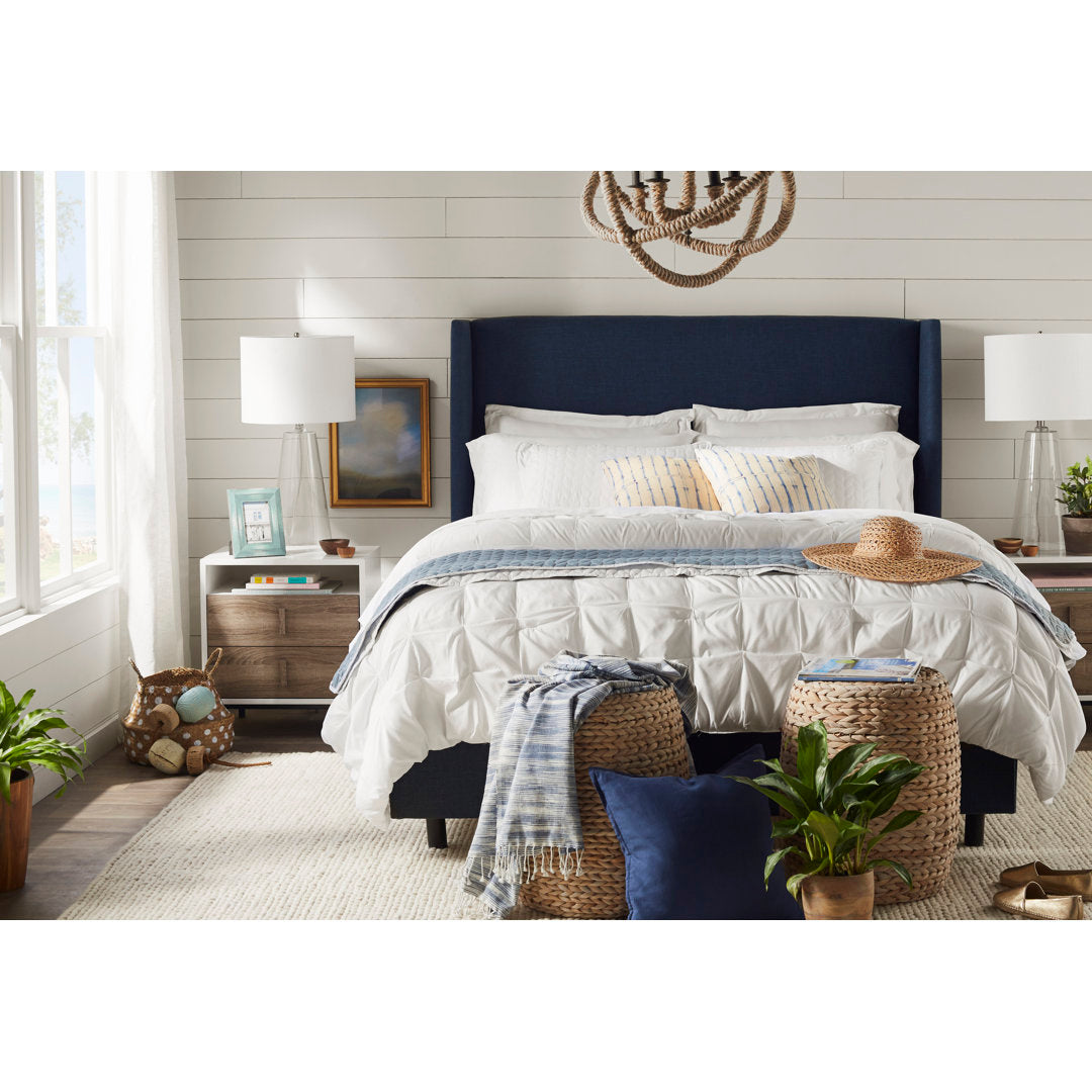 California King Tilly Upholstered Bed by Joss & Main in Xavier Linen Navy Color