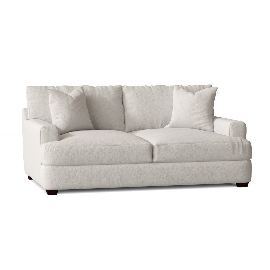 Wayfair Custom Upholstery™ Indy Cream Performance Fabric Emilio 65" Recessed Arm Loveseat with Reversible Cushions