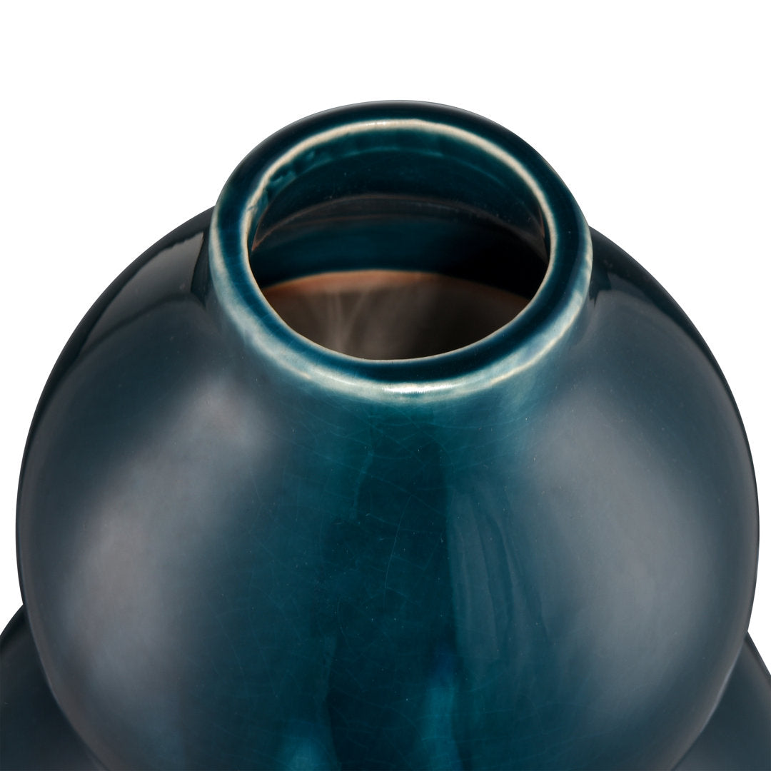 Lark Manor™ 18" Dark Blue Earthenware Table Vase with Akhlaq Design