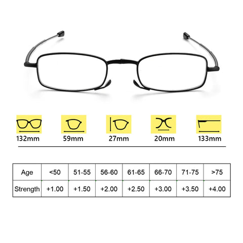 Folding Reading Glasses - Portable With Case