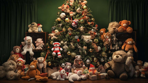 Christmas tree with stuffed animals