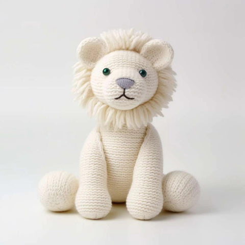 Cute White Lion Knitted Stuffed Animal