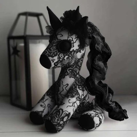 Goth unicorn plush