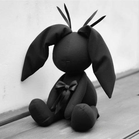 Goth Faceless Black Bunny Stuffed Animal