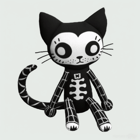 Gothic Cat Skeleton Stuffed Animal