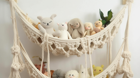 Use a hammock to organize and display plushies