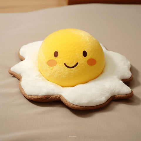 Smiling Kawaii Fried Egg Stuffed Animal