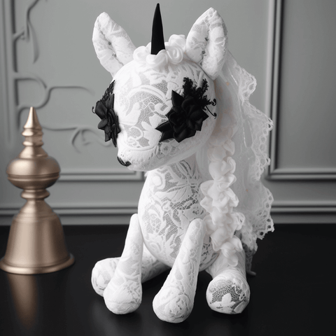 White Gothic Unicorn Stuffed Animal
