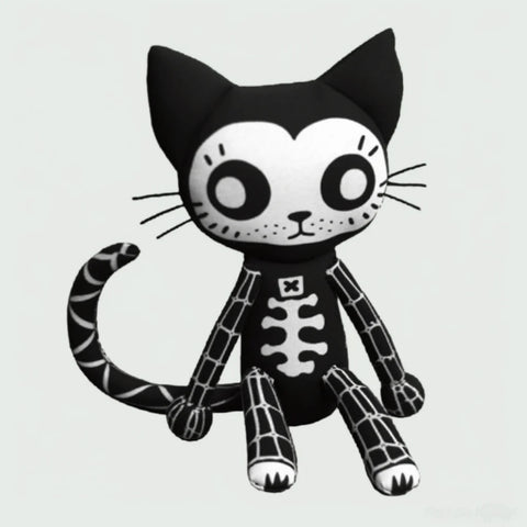 Goth cat skeleton stuffed animal