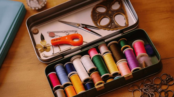 a small box of sewing supplies