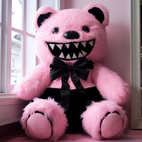 Large Kawaii Creepy Pink Teddy Bear