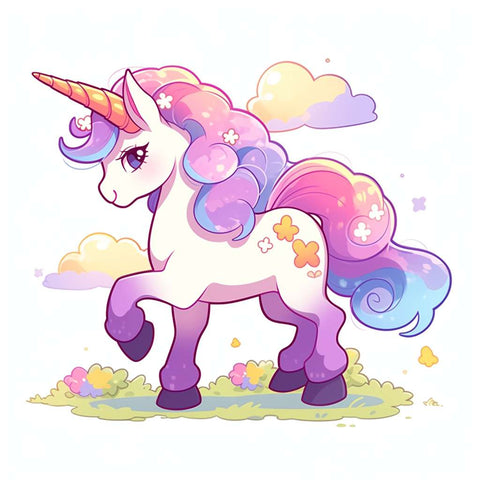 Confident and cute colorful unicorn illustration