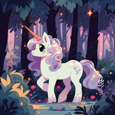 Cute unicorn elf in the forest