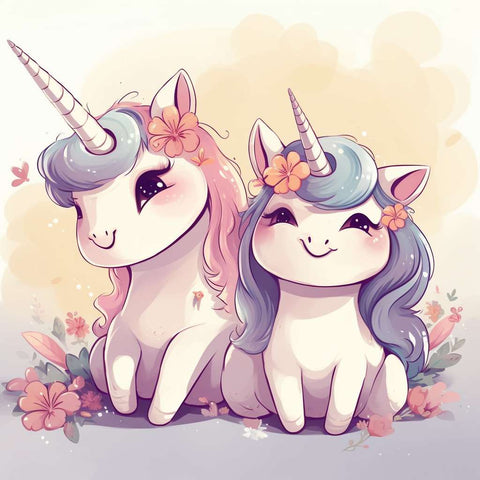 Unicorn Couple in The Flowers Picture