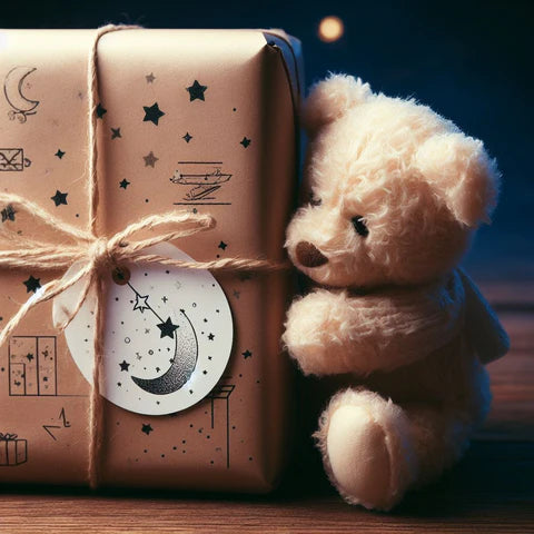 moon and star wrapping a bear