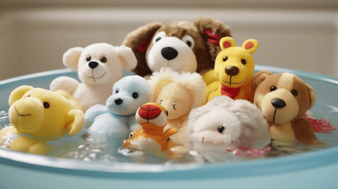 soak the stuffed animals in the water with soap