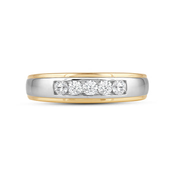 Two-Tone Channel Set 5 Stone Diamond Ring