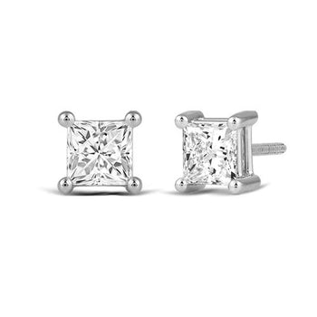 Classic Princess Brilliant Cut Diamond Martini Stud Earrings