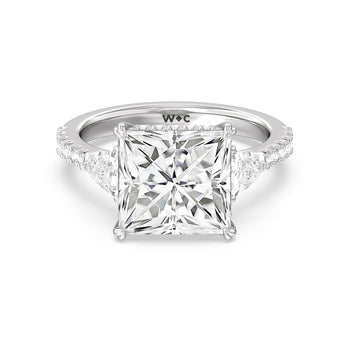 Elegance Trillion Diamond Three Stone Engagement Ring