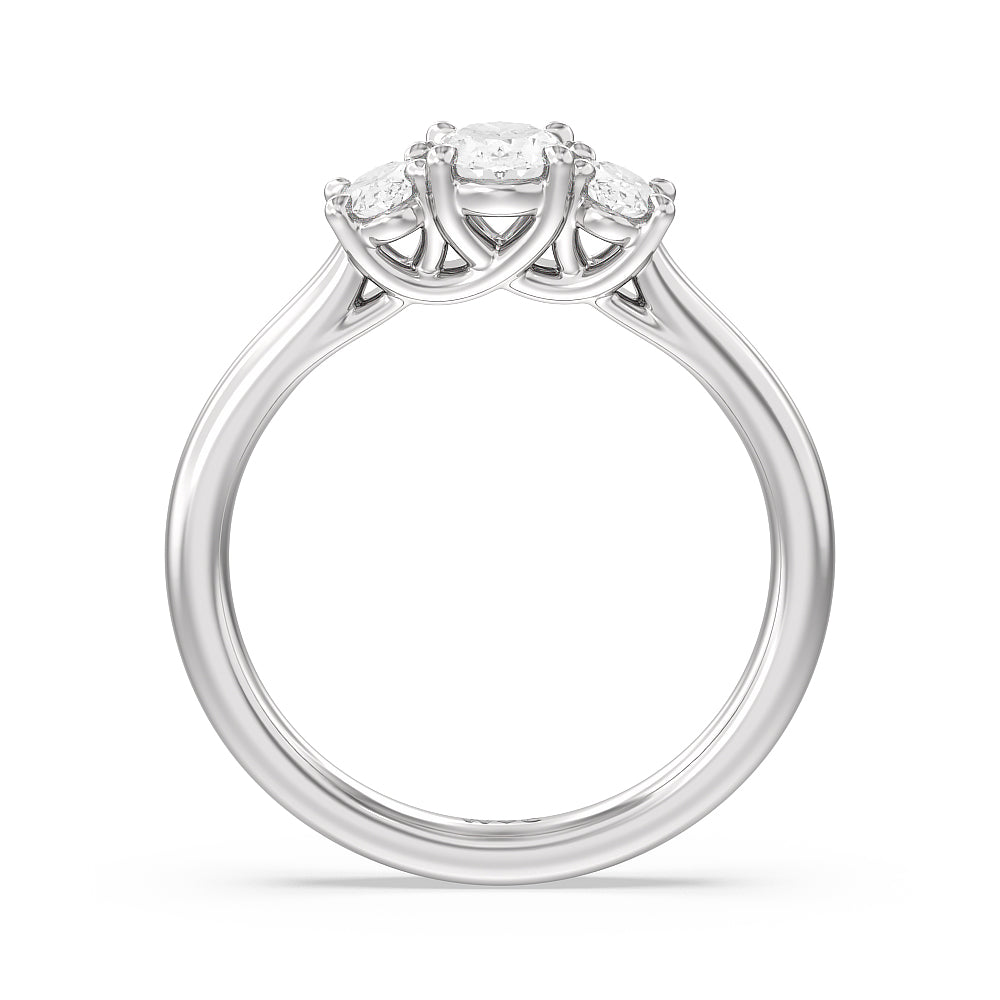 Three Stone Oval Cut Diamond Ring