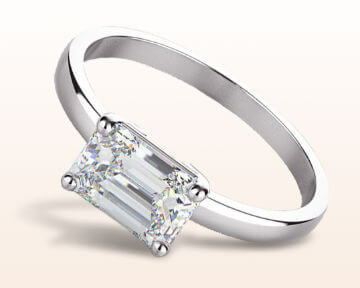 classic four prong east west engagement ring